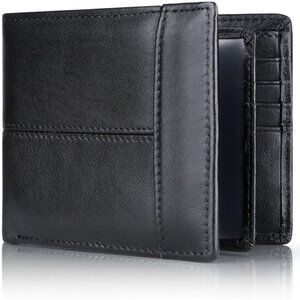 Mens Wallet RFID Blocking Leather Bifold Wallets For Mens, Extra Capacity